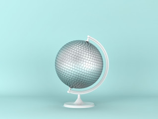 Disco globus on light blue background