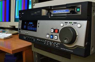 Professional video recorder in TV production studio. DVCpro format
