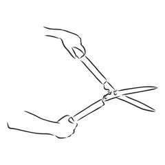 gardening shears , line style icon vector illustration design, pruning shears for bushes , scissors vector sketch illustration