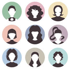 Set of various women heads, icons, avatars