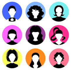 Set of various women heads, icons, avatars