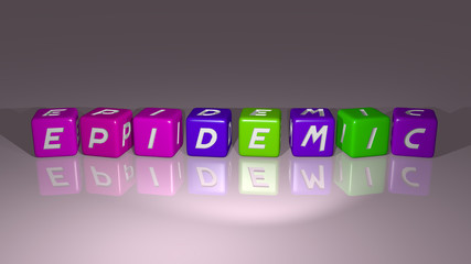 Epidemic combined by dice letters and color crossing for the related meanings of the concept