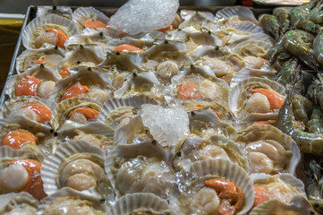 Seafood at a market in Bangkok.