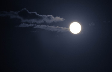 Full moon in the sky with clouds