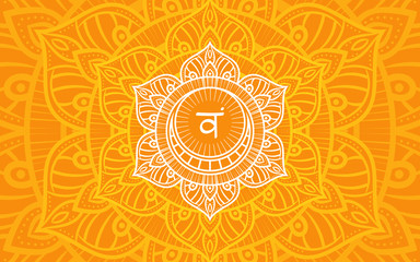 Svadhishthana, sacral chakra symbol. Colorful mandala. Vector illustration - obrazy, fototapety, plakaty