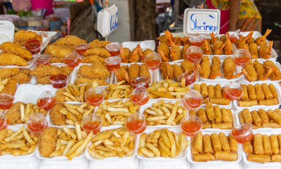 Seafood at a market in Bangkok.