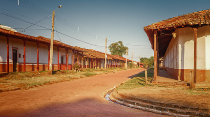 Fototapeta na wymiar Street in the village Concepcion, jesuit missions in the Chiquitos region, Bolivia