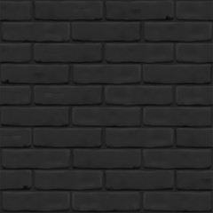Photorealistic texture of black brick wall as background. Masonry close up for 3D, exterior, interior, website, backdrop. Seamless vector pattern.