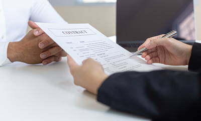 Employer or HR department is reading the resume and interviewing the ability of new employees, Employer is selecting job applicants, Employment and Recruitment Concept.