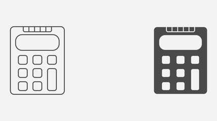 Calculator outline and filled vector icon sign symbol