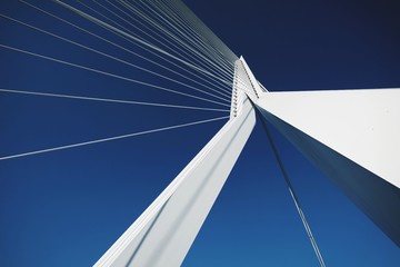 Low Angle View Of Erasmusbrug Against Clear Blue Sky