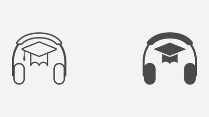 Audio lesson outline and filled vector icon sign symbol