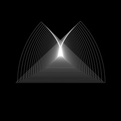 Interesting white logotype shape, vector image on a black background