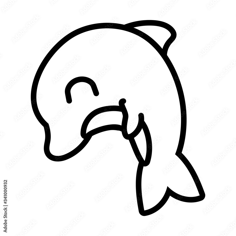 Wall mural cute dolphin sea life animal line style