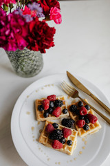 Waffle with fresh berries