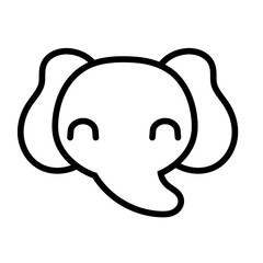 cute elephant wild animal line style icon