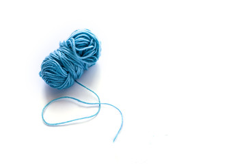 Colored wool isolated on the white background.