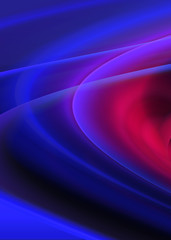 Abstract dark background with blue and pink neon glow. Neon light lines, waves.