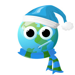 Figure of the Earth depicting the onset of cold weather. Bad Ecology vector