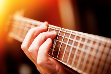 Man Playing Guitar on a Stage. Musical Concert