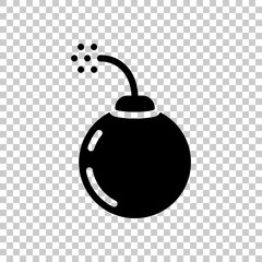 Bomb or dynamite, simple logo. Black symbol on transparent background