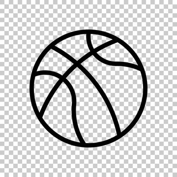 backetball, linear sport logo, simple ball. Black symbol on transparent background