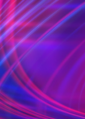 Abstract dark background with blue and pink neon glow. Neon light lines, waves.