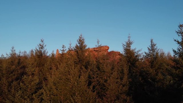 Aerial shot of Fleckenstein Castle located in the Vosges, France.
