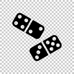 Domino, board game. Black symbol on transparent background