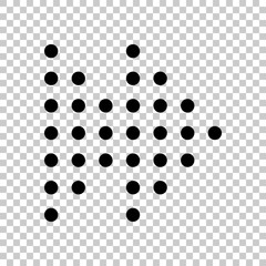 Dot fast forward music. Black symbol on transparent background