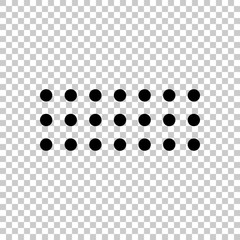 Digital dotted minus, negative symbol. Black symbol on transparent background