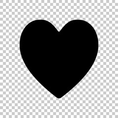 Heart, love symbol, playing card game. Black symbol on transparent background