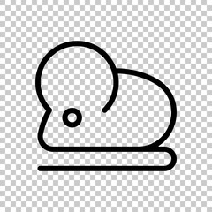 Mouse or rat, animal, outline design. Black symbol on transparent background