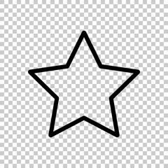 Simple star, rating symbol, outline design. Black symbol on transparent background