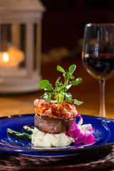 Surf and Turf over Mashed Potatoes