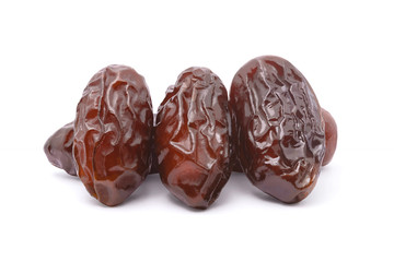 Dried date palm fruit isolated on white background with clipping path. dry fruit concept.