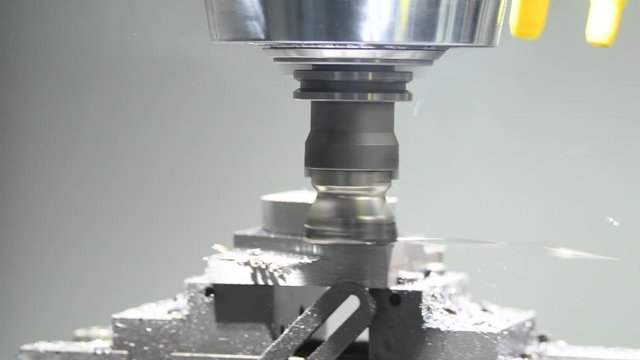 Metal machining by mill with inserts on cnc machine center for processing. Metalworking industry