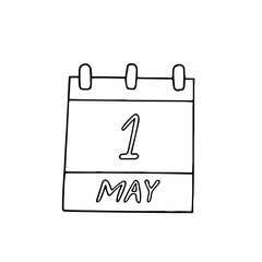 calendar hand drawn in doodle style. May 1. Labor Day, date. icon, sticker, element
