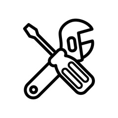 wrench and screwdriver icon vector trendy design template
