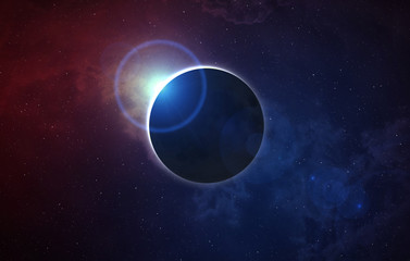 Fototapeta na wymiar Solar Eclipse and nebula.