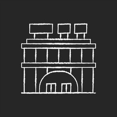 Shopping center chalk white icon on black background