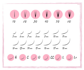 Hand drawn female sexy makeup look with perfect eyebrow shapes and extra full eyelashes