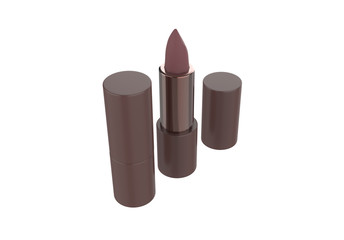 Realistic lipstick in glossy black packaging. Isolated on white background. 3d illustration.