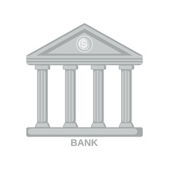 Bank Icon in flat style isolated on white background.