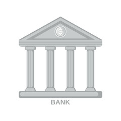 Obraz premium Bank Icon in flat style isolated on white background.