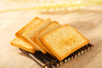 Baked steamed bread slice