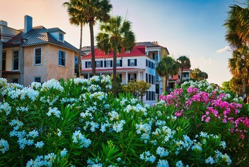 Naklejka premium Charleston, South Carolina, USA at the historic homes on The Battery.