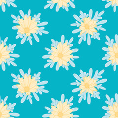 Yellow Trailing Gazania pattern background. Cartoon flower seamless vector illustration.