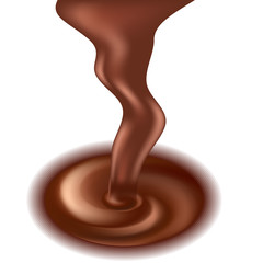 Chocolate splash isolated.  liquid flowing stream with spiral swirl. Vector illustration