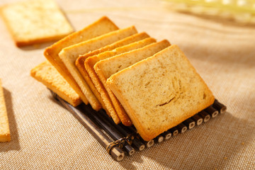 Baked steamed bread slice
